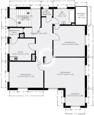 Mehrgenerationenhaus in guter Lage von Stuttgart-Untertürkheim zum Erwerb - Grundriss Erdgeschoss (93959)