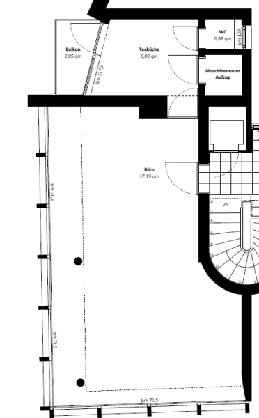 Charmantes, kompaktes Büro im 4. Obergeschoss im Herzen von Stuttgart - Grundriss (100865)