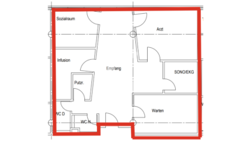 Vakante Büro/ Praxisfläche im Haus der Gesundheit - Grundriss 1OG (80176)