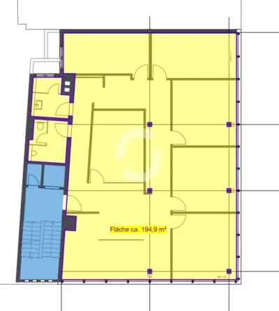 Helle Bürofläche mit 195 m² in Stuttgart-Mitte - 3. OG - 195 m² (100675)