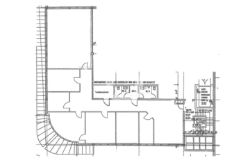 Büroräume in prägnantem Gebäude - Grundriss 1. OG (74369)