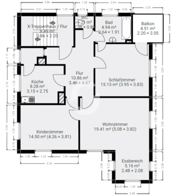 Mehrfamilienhaus mit Leerstand in guter Lage von Stuttgart-Untertürkheim zum Erwerb - Grundriss Obergeschoss (92353)